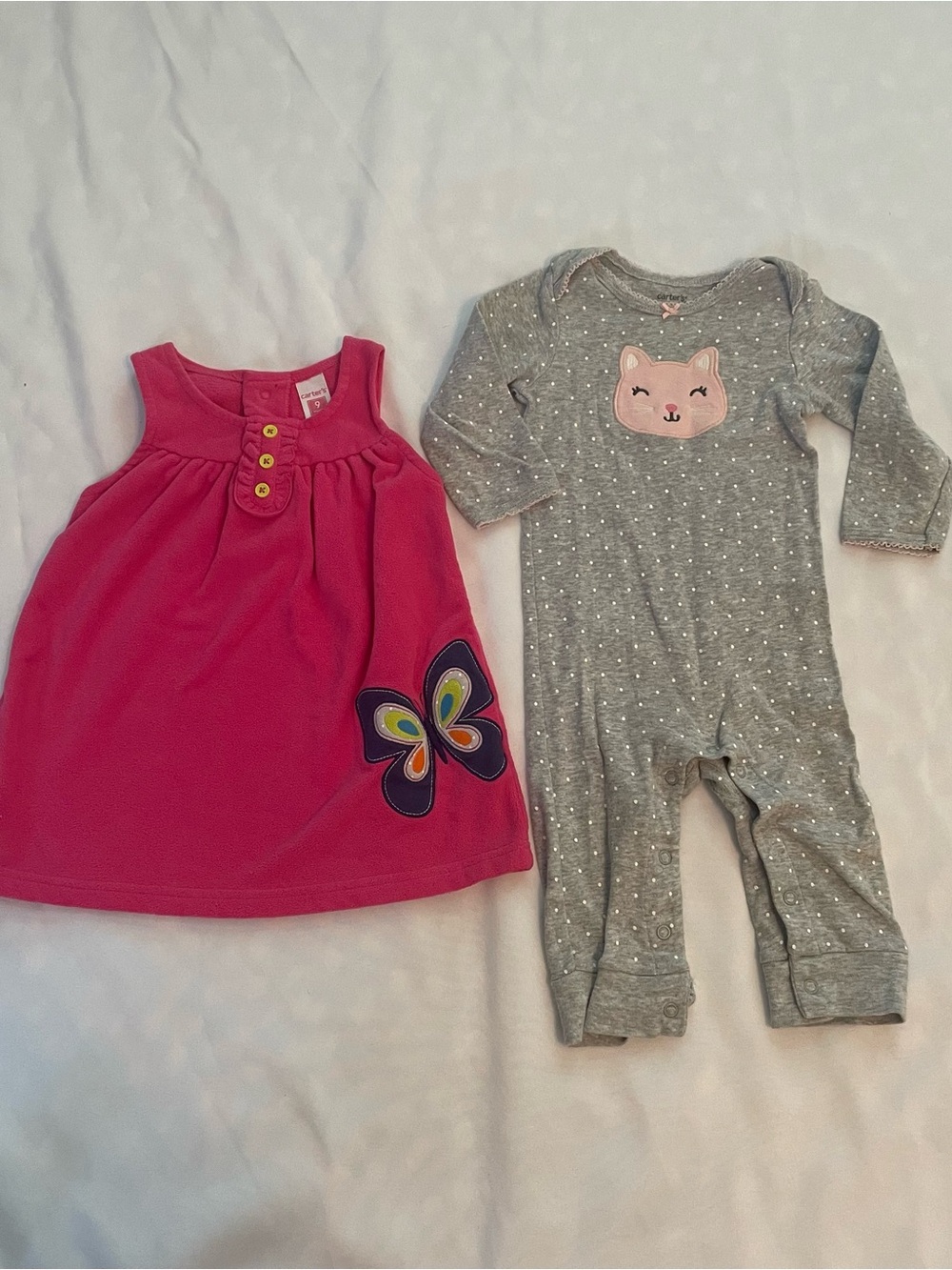 Carter's/Old Navy Pink Purple Gray Mix Baby Outfits, Sizes 6-9, 9, and 12 Months - Picture 3 of 9